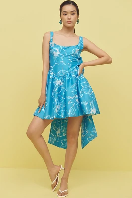 Hutch Sleeveless Back-Bow Basque-Waist Mini Dress