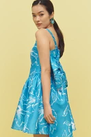 Hutch Sleeveless Back-Bow Basque-Waist Mini Dress
