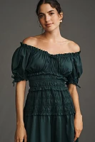 Hutch Short-Sleeve Off-The-Shoulder Smocked Midi Dress