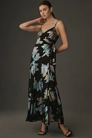 Hutch Iridescent Floral Wrap Maxi Dress