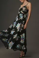 Hutch Iridescent Floral Wrap Maxi Dress