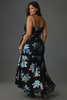 Hutch Iridescent Floral Wrap Maxi Dress
