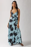 Hutch Iridescent Floral Wrap Maxi Dress