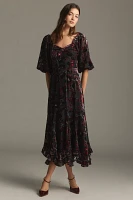 Hutch Printed Twist-Front Puff-Sleeve Ruffle-Hem Dress