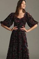 Hutch Printed Twist-Front Puff-Sleeve Ruffle-Hem Dress