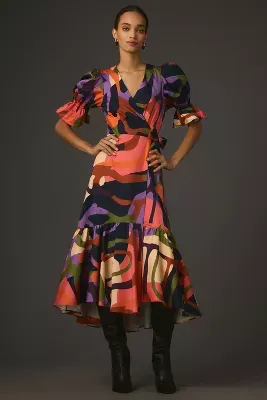 Hutch Short-Sleeve Wrap Midi Dress