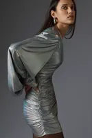 Hutch One-Shoulder Shine Ruched Mini Dress