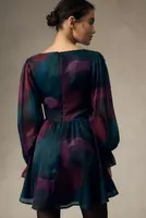 Hutch Long-Sleeve Square-Neck A-Line Mini Dress