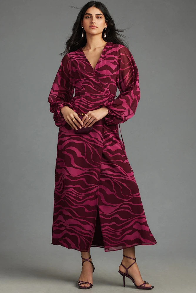 Hutch Wade V-Neck Wrap Maxi Dress