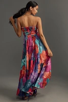 Hutch Sabine Strapless Pleated Maxi Dress