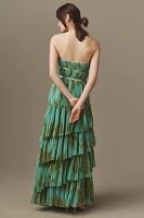 Hutch Lanza Strapless Tiered Ruffle Maxi Dress