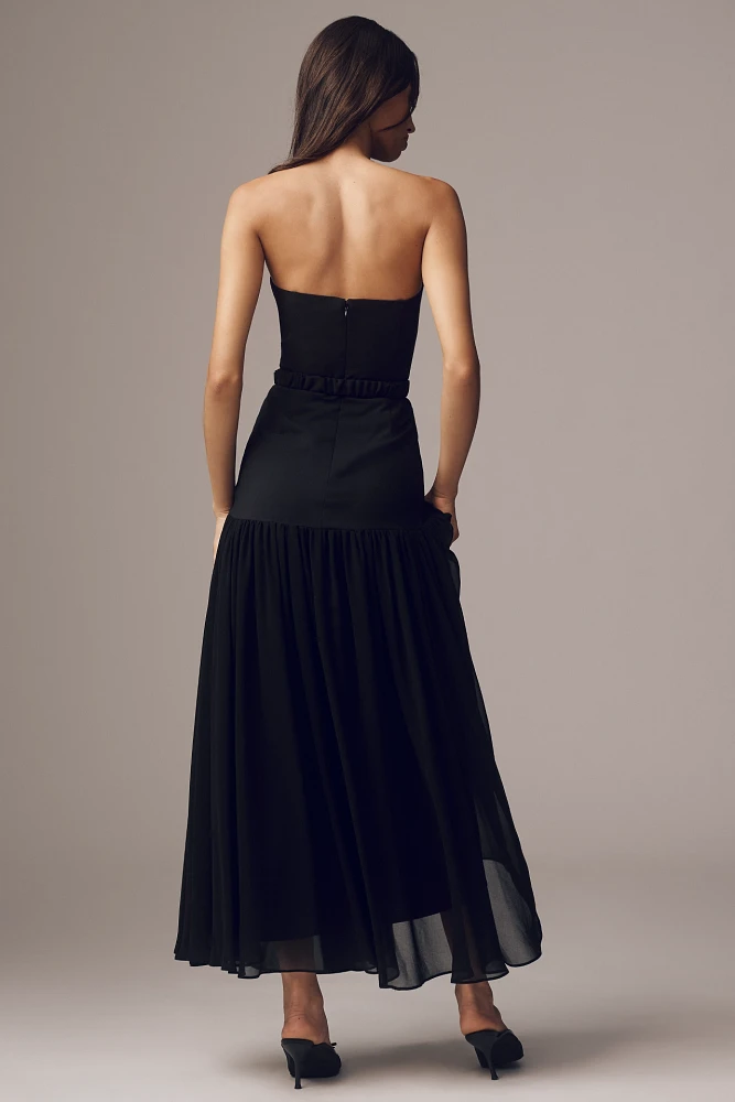 Hutch Carmel Strapless Belted Drop-Waist Maxi Dress