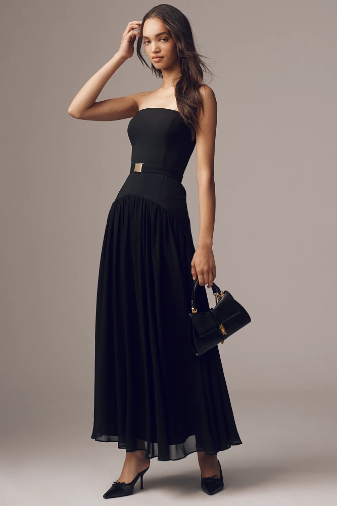 Hutch Carmel Strapless Belted Drop-Waist Maxi Dress