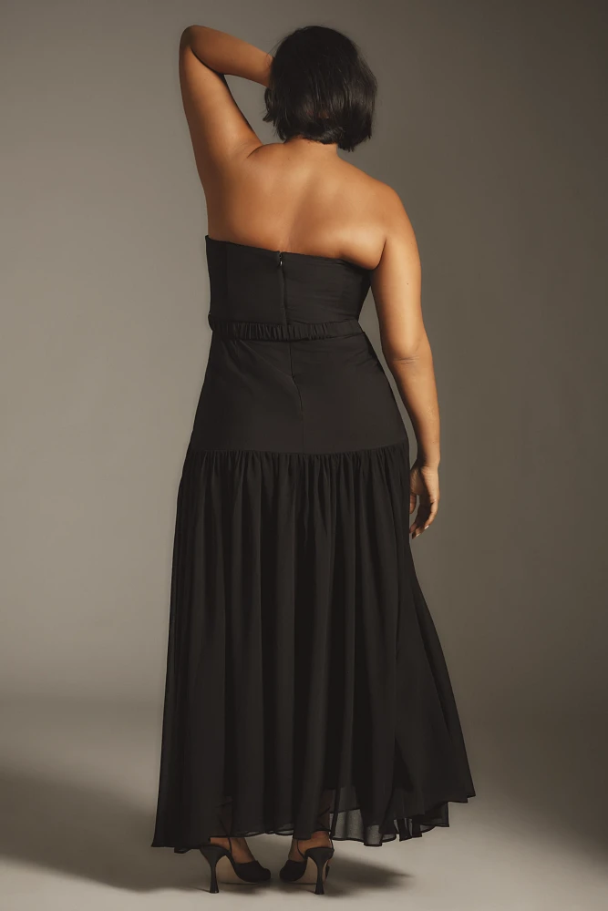 Hutch Carmel Strapless Belted Drop-Waist Maxi Dress