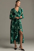 Hutch Long-Sleeve V-Neck Wrap Midi Dress