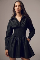 Hutch Dolan Long-Sleeve Smocked-Waist Mini Dress