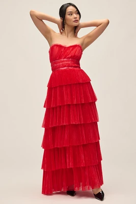 Hutch Evie Strapless Tiered Maxi Dress