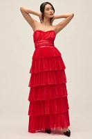 Hutch Evie Strapless Tiered Maxi Dress