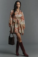 Hutch Long-Sleeve Tie-Waist Mini Shirt Dress