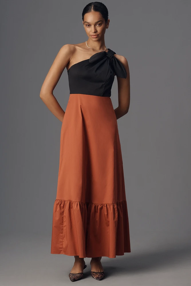 Hutch Caudie One-Shoulder Colorblock Maxi Dress