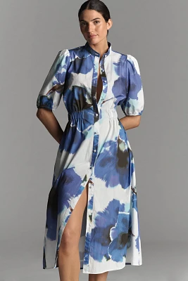 Hutch Annett Puff-Sleeve Midi Shirt Dress