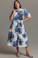 Hutch Annett Puff-Sleeve Midi Shirt Dress