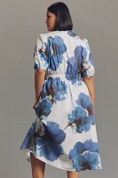Hutch Annett Puff-Sleeve Midi Shirt Dress