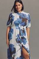 Hutch Annett Puff-Sleeve Midi Shirt Dress