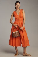 Hutch Indy Sleeveless V-Neck Button-Front Midi Dress