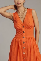 Hutch Indy Sleeveless V-Neck Button-Front Midi Dress