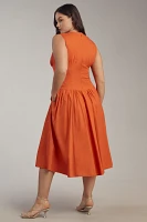 Hutch Indy Sleeveless V-Neck Button-Front Midi Dress