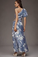 KIVARI Amelie One-Shoulder Side-Cutout A-Line Maxi Dress