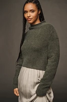 The Thea Long-Sleeve Eyelash Twofer Sweater Dress