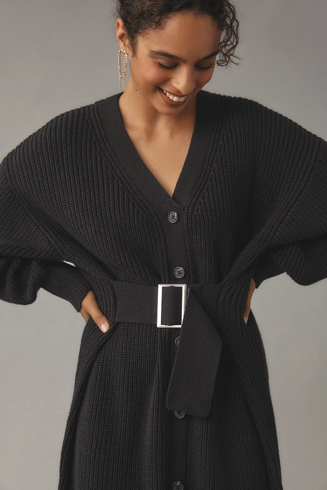midi length long sleeve dress Normal Rib Long Sleeve Dress in Dark Brown S