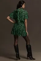 MISA Short-Sleeve Crew-Neck Mini Dress