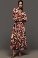 RIXO Marigold Tie-Neck Silk Maxi Dress