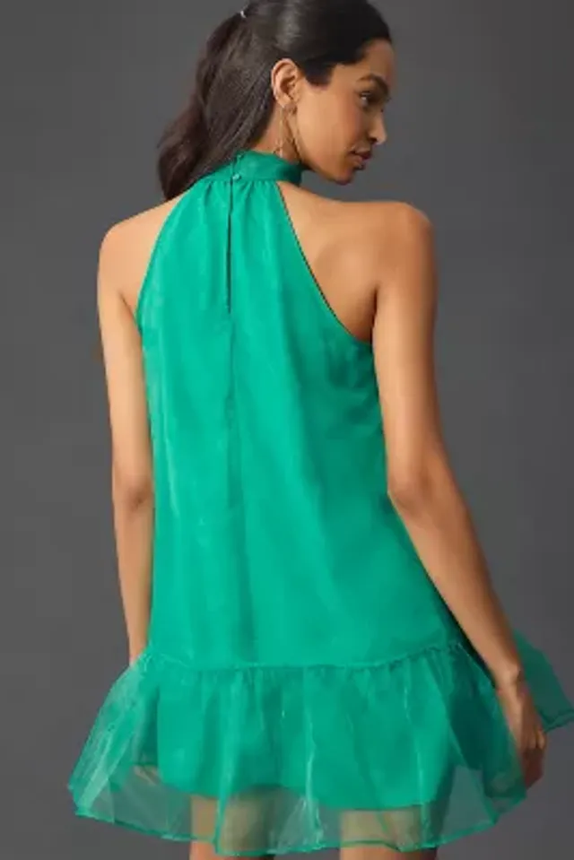 Got The Love Emerald Green Satin Square-Neck Mini Dress