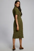 Maeve Short-Sleeve Scrunch-Textured Midi Dress