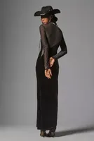 Delfi Collective Long-Sleeve Sheer Velvet Maxi Dress