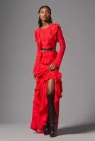 Delfi Collective Anika Long-Sleeve Lace Ruffle Dress