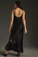 Delfi Collective Sheer Lace Panel Silk Slip Dress