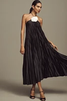 Delfi Collective Clara Halter Pleated Midi Dress