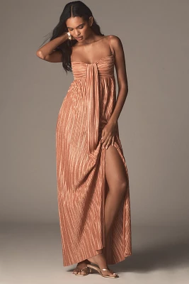 Sabina Musayev Nicola Halter Draped Pleated Maxi Dress
