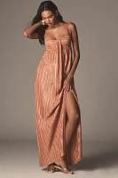 Sabina Musayev Nicola Halter Draped Pleated Maxi Dress