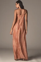 Sabina Musayev Nicola Halter Draped Pleated Maxi Dress