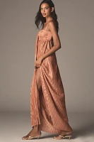 Sabina Musayev Nicola Halter Draped Pleated Maxi Dress