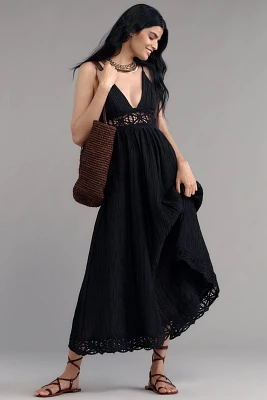 Sabina Musayev Nalaya Sleeveless Deep-V Midi Dress