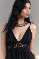 Sabina Musayev Nalaya Sleeveless Deep-V Midi Dress