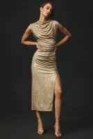 The Maya Ruched Cowl-Neck Dress: Shine Edition