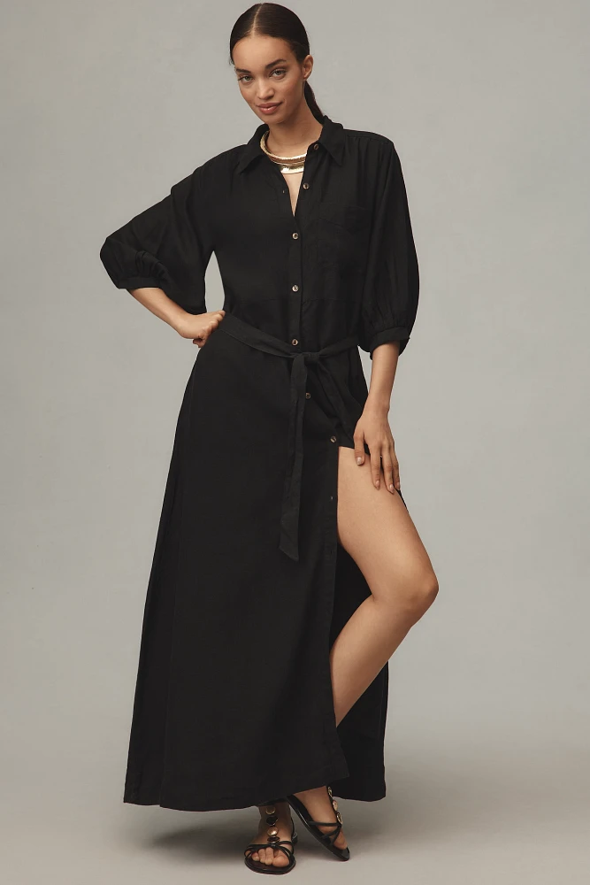 The Mona Linen Shirt Dress By Maeve